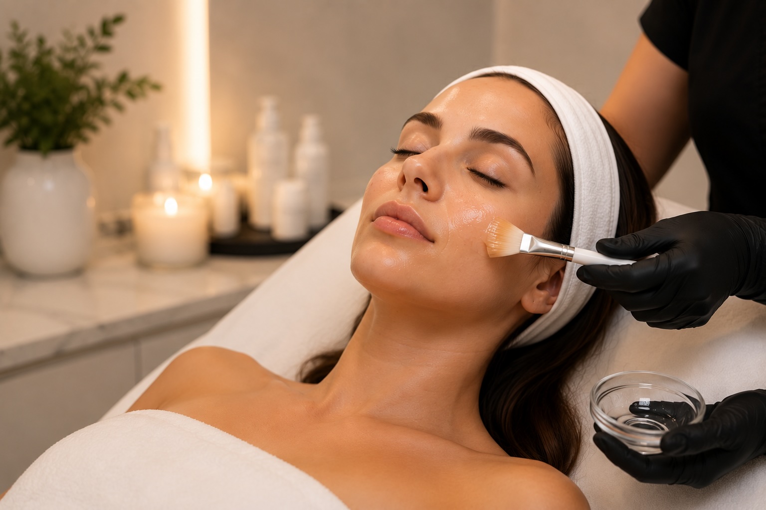 Facial treatment at SKIN 101 MedSpa in Spring, TX